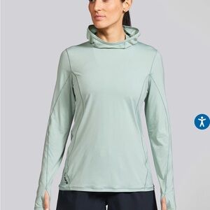 Janji Women's Sunchaser 50 Hooded Long Sleeve Green Run Hoodie size M